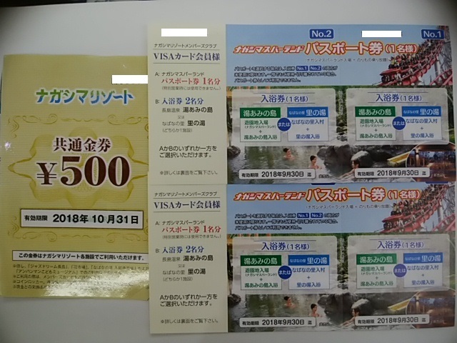 施設利用券 ナガシマ スパーランド パスポート2枚セット ☆送料無料☆