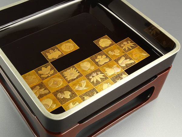 茶道具 貝八卦盆 八掛盆 漆器 丸盆 お盆 大円盆 骨董 螺鈿 お点前 323