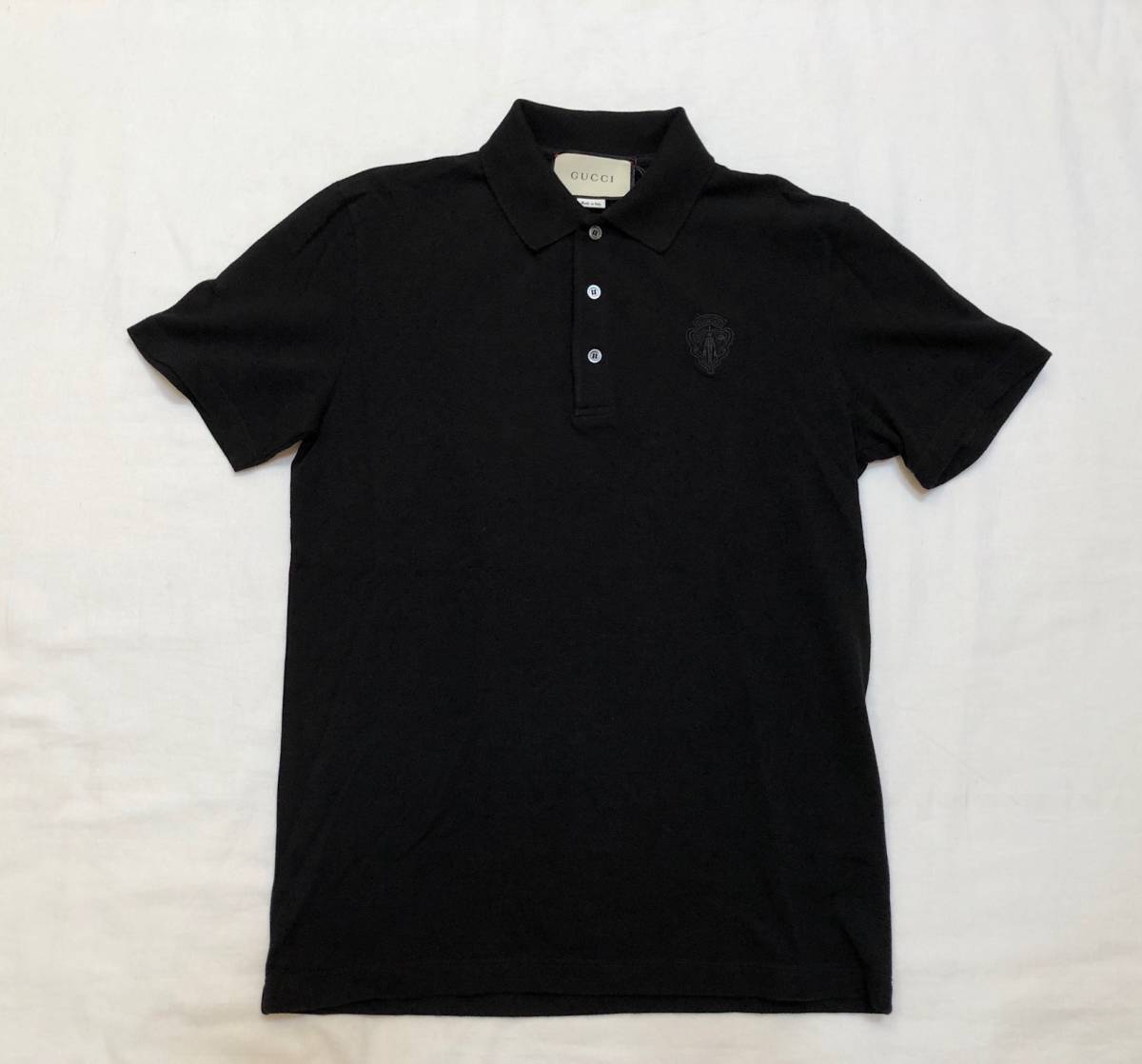 【高品質，人気セール】 XLサイズ GUCCI グッチ 刺繍入り 最高級鹿の子 コットン半袖ポロシャツ 黒(半袖シャツ)｜売買されたオークション情報、yahooの商品情報をアーカイブ公開 - オークファン 男性用