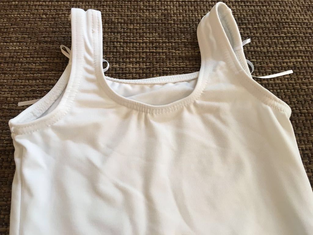 バレエ 子供用 チュチュ付レオタード プリンセスオーロラ Princess Aurora 三段シフォンスカート S 95～110cm ホワイト 白 小花とリボン付_6