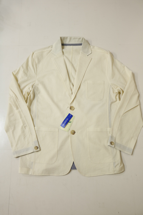 Ｌサイズ【新品タグ付き！】☆クロコダイル：春夏向きサッカー生地　裏地なし薄でテーラードジャケット　CROCODILE