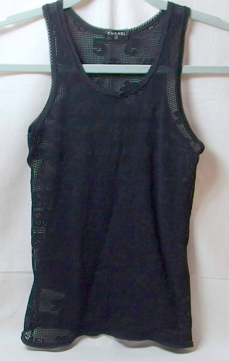 新作，低価 CHANEL シャネル メッシュ タンクトップ 黒 38 COCO 古着 定形外無料(タンクトップ、キャミソール)｜売買されたオークション情報、yahooの商品情報をアーカイブ公開 - オークファン 女性用