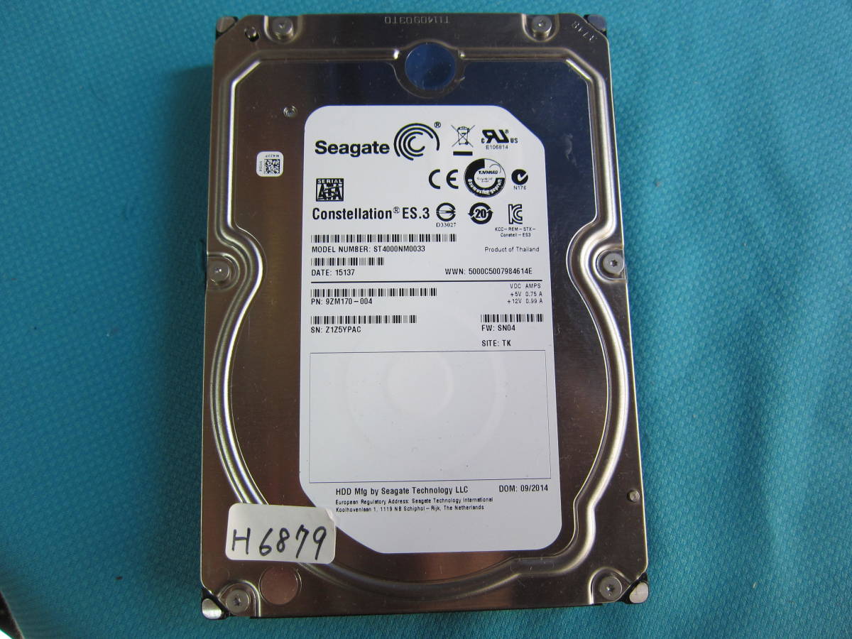 H6879☆HDD / Seagate / ST4000NM0033 / 4TB 3.5インチ DOD消去済 接続