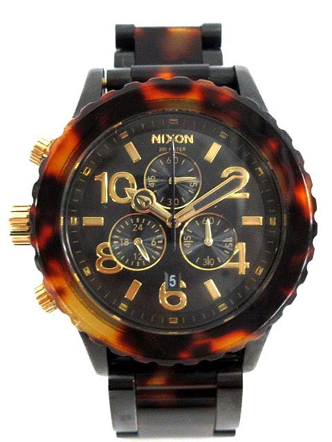ニクソン NIXON 腕時計 クロノグラフ CHRONO べっ甲柄 茶 黒 42-20 