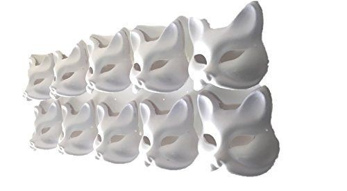 狐 キツネ コスプレアイテム お面 10枚 セット 白色 仮_1