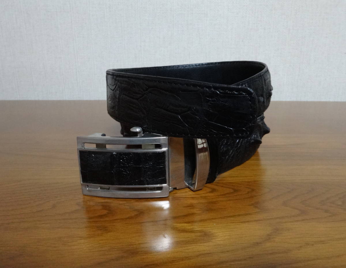 格安，大得価 CROCODILE クロコダイル レザーベルト 40 黒 ブラック ワニ革(黒)｜売買されたオークション情報、yahooの商品情報をアーカイブ公開 - オークファン 皮革、レザー