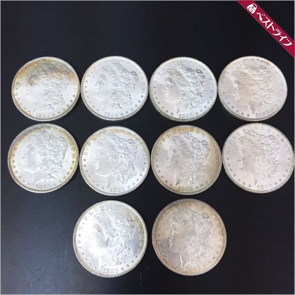 1円 本物 1883年 モルガンダラー ONE DOLLAR リバティ 銀貨 10枚 重さ