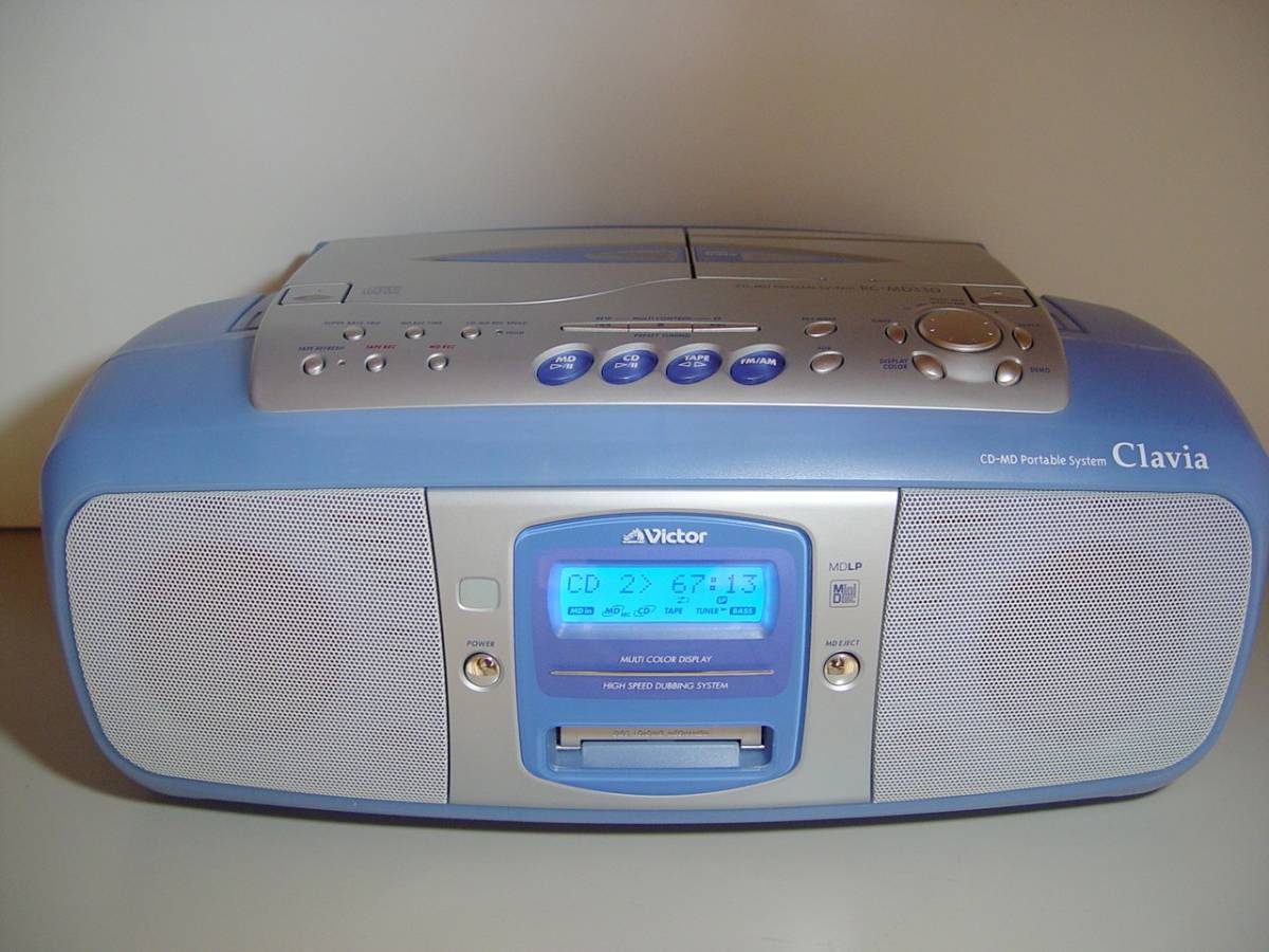 【販売終了しました。ありがとうございます。】Victor　CD・MDポータブルシステム　RC-MD330　2000年製　未使用品 / Clavia　ラジカセ VICTOR RC-MD330-Aアクアブルー(CD/MDラジカセ)(MDコンポ)｜売買された