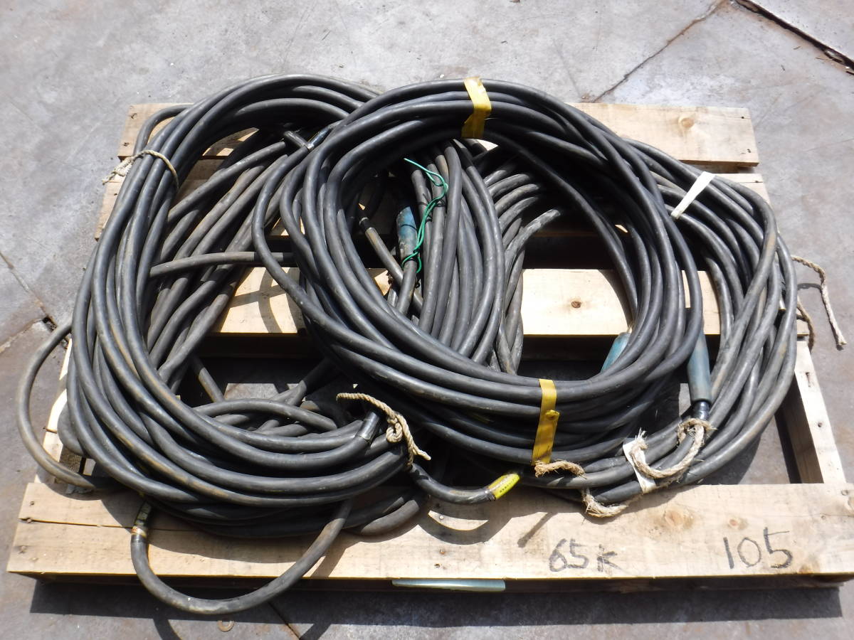 №105　キャプタイヤ　溶接用キャップタイヤケーブル　4巻きセット　中古　太さ15㎜　ホルダー　アース　アーク溶接機　ジョイント付き_1