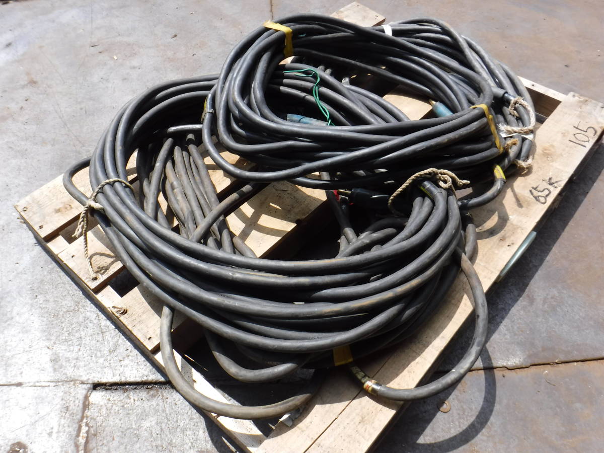 №105　キャプタイヤ　溶接用キャップタイヤケーブル　4巻きセット　中古　太さ15㎜　ホルダー　アース　アーク溶接機　ジョイント付き_2