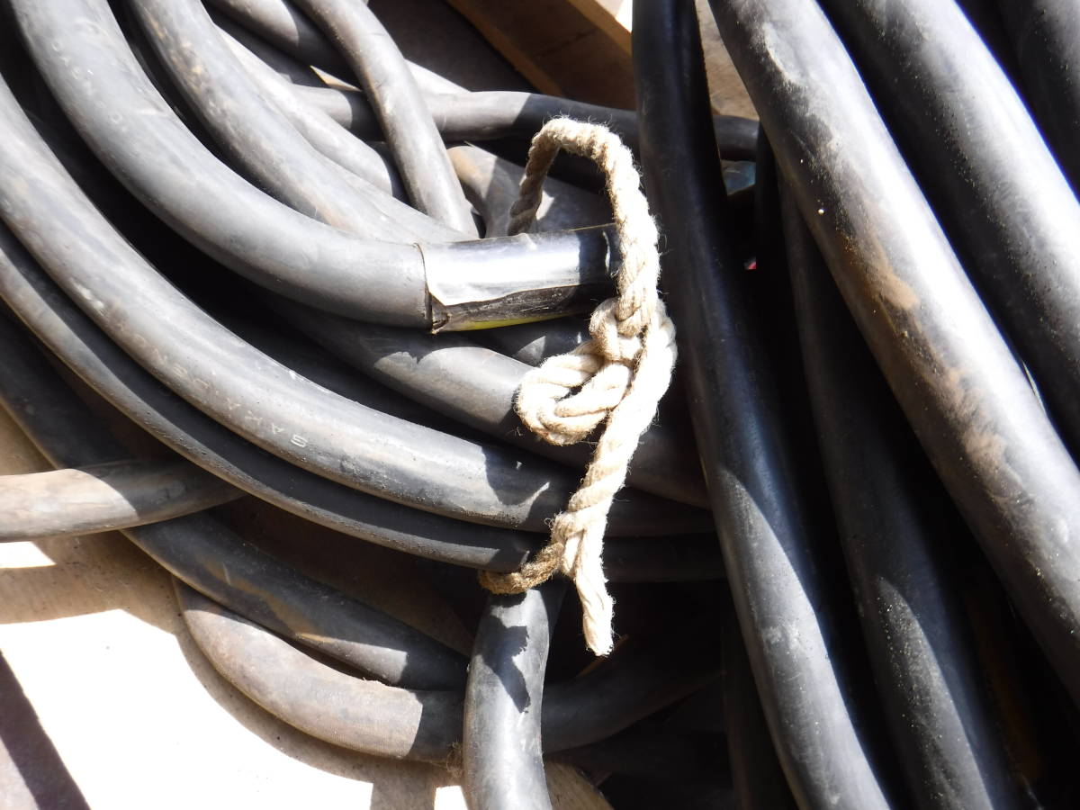 №105　キャプタイヤ　溶接用キャップタイヤケーブル　4巻きセット　中古　太さ15㎜　ホルダー　アース　アーク溶接機　ジョイント付き_6
