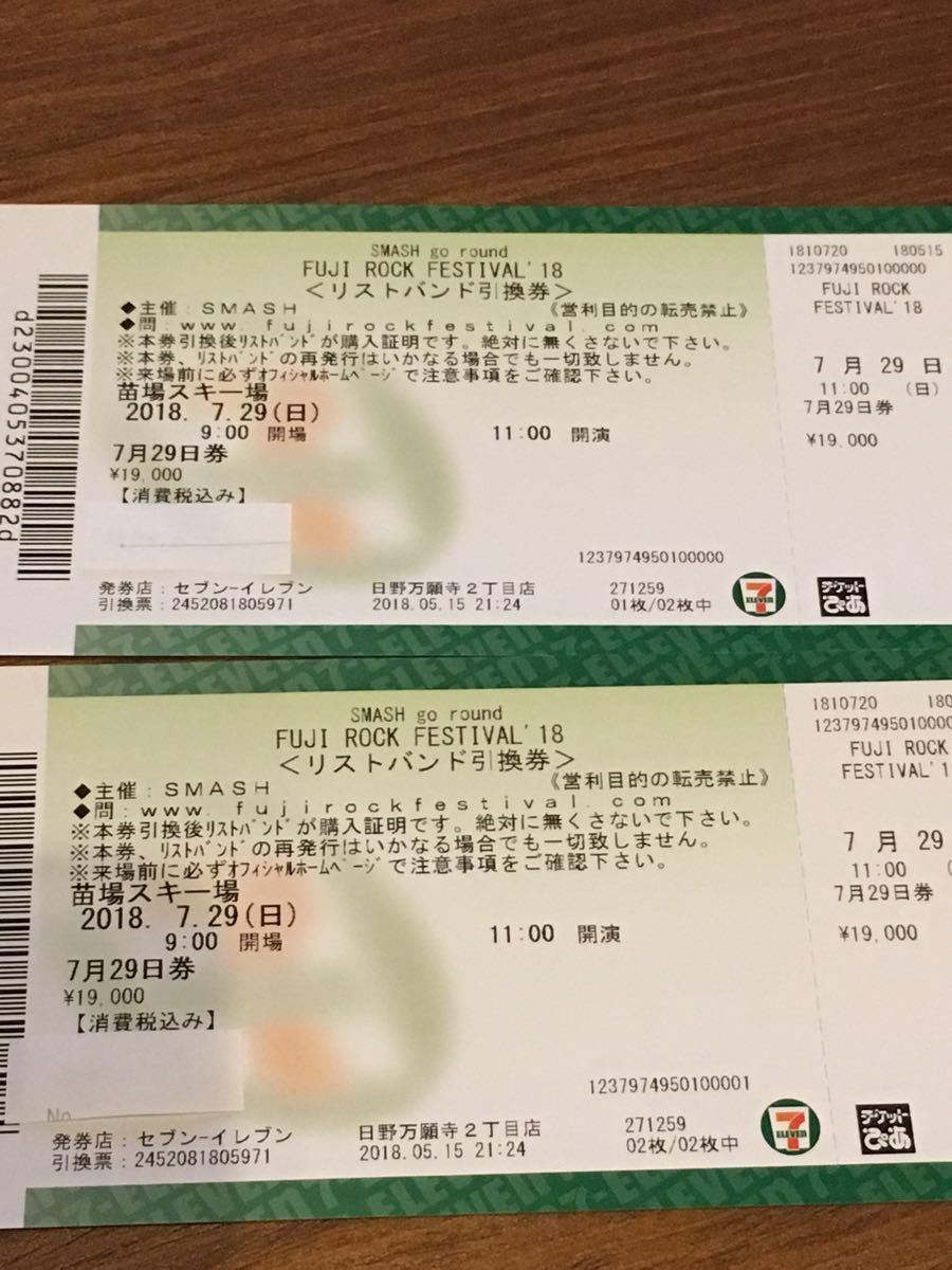 FUJI ROCK 1日券2枚+場外フジロックフェスティバル