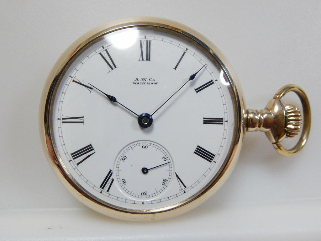 American Watch Co.　1883年　初期のウォルサム　18s　15石　"P.S. Bartlett"　金張りケース　分解清掃済み　精度良