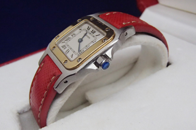カルティエ Cartier サントスガルベSM クォーツ レディース 革ベルト