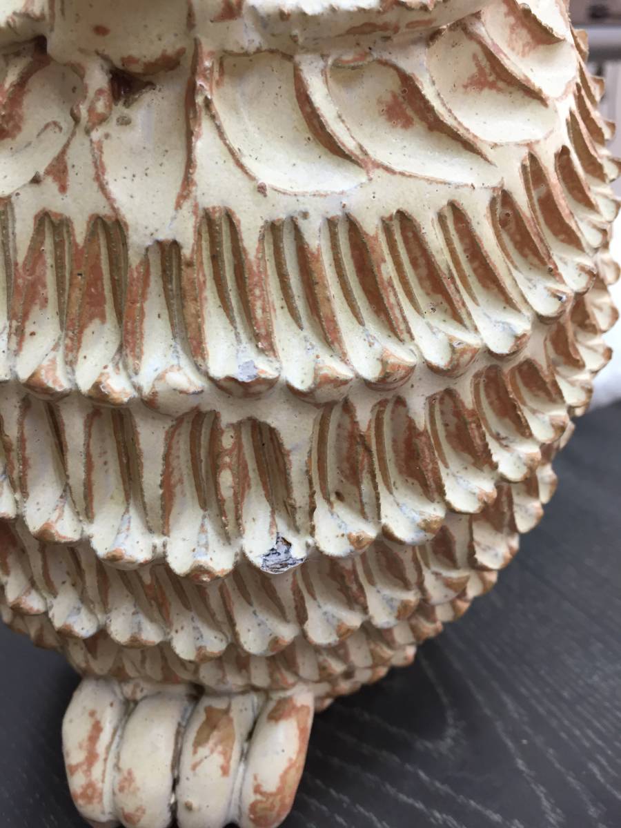 砥部焼 森元青芳 青芳 ⑦ オブジェ 陶器 2点セット 梟 フクロウ : 森元