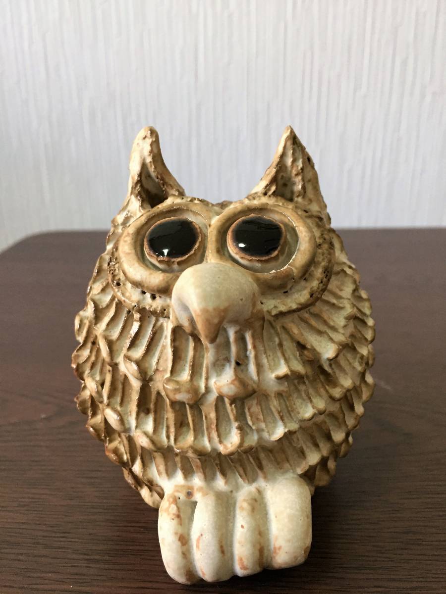 砥部焼 森元青芳 青芳 ⑦ オブジェ 陶器 2点セット 梟 フクロウ : 森元