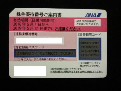 ANA (全日空）株主優待券１枚（3枚まで対応可） 2019年5月31日迄有効 
