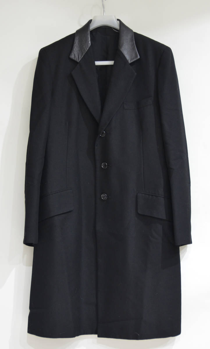Y's Yohji Yamamoto ヨウジヤマモト レザー 襟 チェスター コート Y-233707
