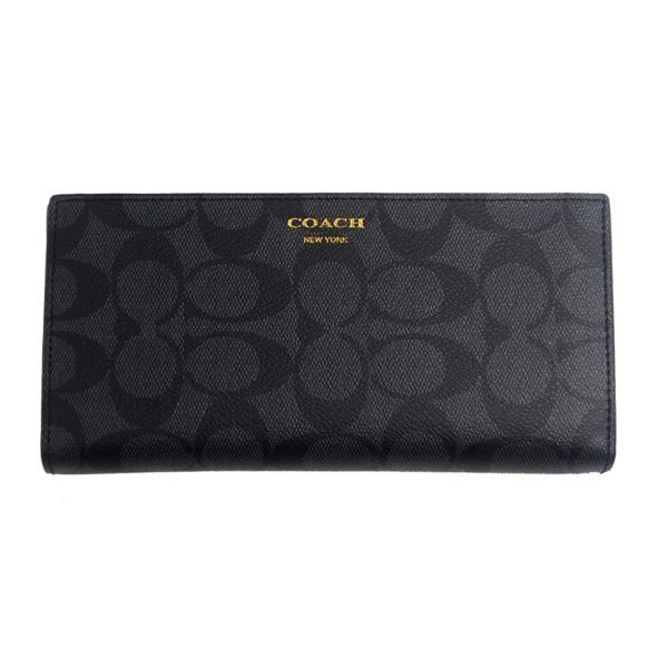 コーチ COACH 折り財布 シグネチャー メンズ スリム ブラック メンズ コーチ スリム 紳士用 箱付き PVC