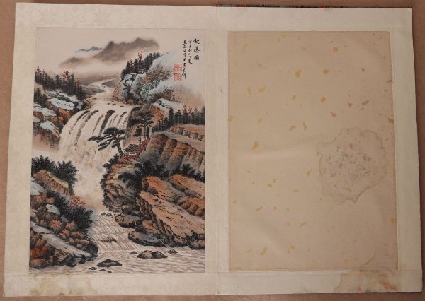 中国美術 中国画 近代画家 「黄君璧 山水図」☆冊頁 ☆八幀☆肉筆紙本