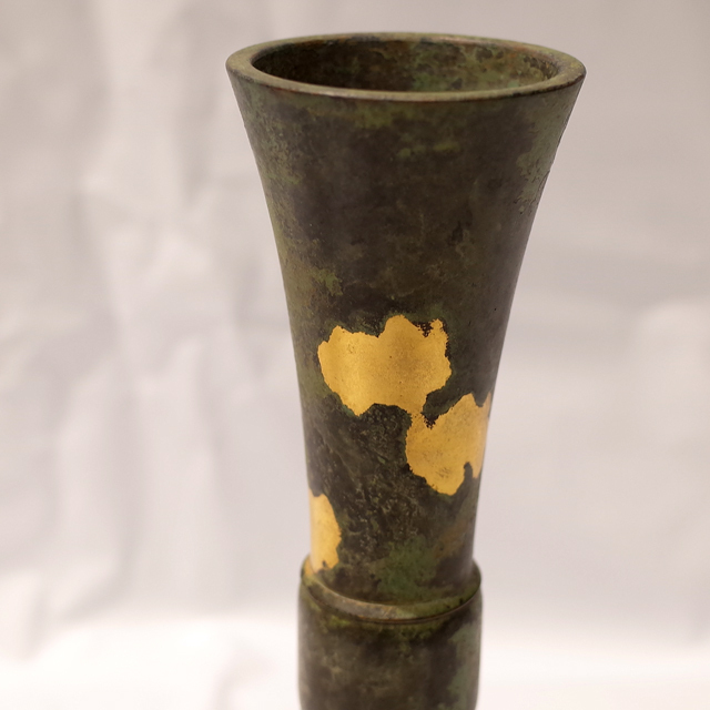 塗金銅花器 立鼓式 花瓶　花生　蔵六造　工芸品 1円スタート】四世 秦蔵六 塗金銅花生 立鼓式 【公式通販】