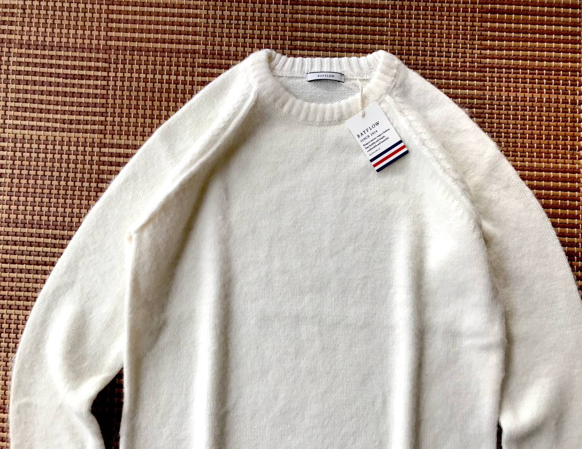 即決■高級感・存在感・雰囲気抜群 / BAYFLOW モヘア混紡 ラグラン クルーネック ニット プルオーバー ホワイト 3（M） ベイフロー BAYFLOW勤務インフルエンサー、orinさんがセレクト！ | 2024夏の 商品カテゴリ BAYFLOWから春を先取りできるアイテムのご紹介です◎ ららぽーと富士見