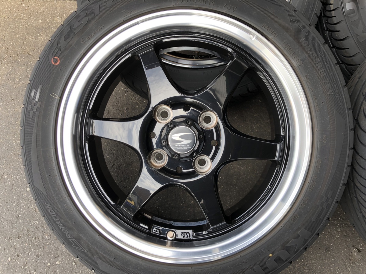 S-HOLD 14インチ PCD100 4穴 車用ホイール 5J エスホールド pcd100 4本