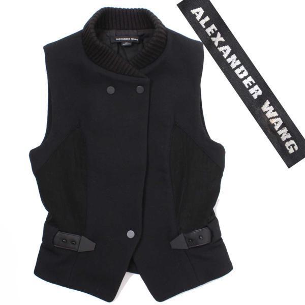 新作，新品 ALEXANDER WANG 異素材 切替 ベスト size4 ブラック アレキサンダーワン 黒(女性用)｜売買されたオークション情報、yahooの商品情報をアーカイブ公開 - オークファン 女性用