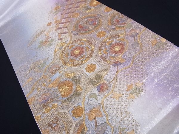 着物屋こころ□六通太鼓柄袋帯 中国三大刺繍 スワトウ刺繍 汕頭刺繍 飾
