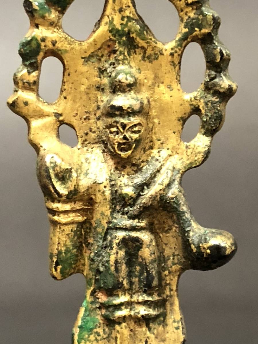 FJ149☆明時代 唐物 法師立像⁄中国古玩仏教美術銅製仏像托鉢