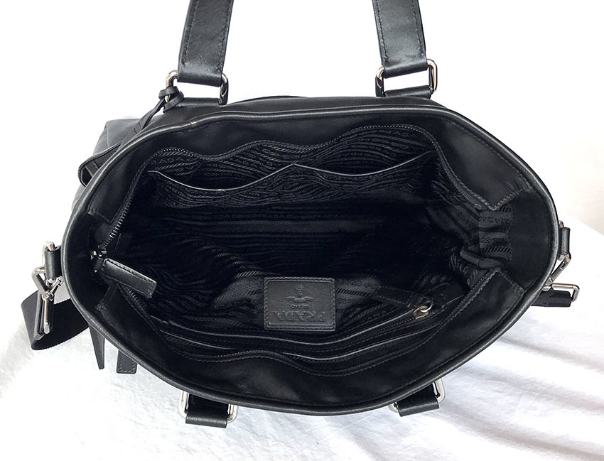 美品 PRADA プラダ レザー 2way ショルダーバッグ 黒 トートバッグ 斜
