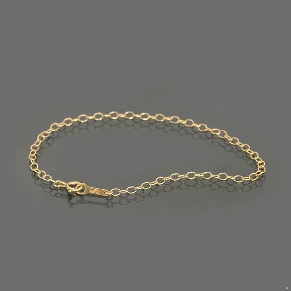 10金イエローゴールド】荒小豆チェーン・ブレスレット（2.2mm/17cm 