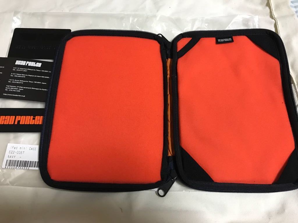 美中古】HEAD PORTER Navy iPad Mini ケース タグ付 正規品 インボイス