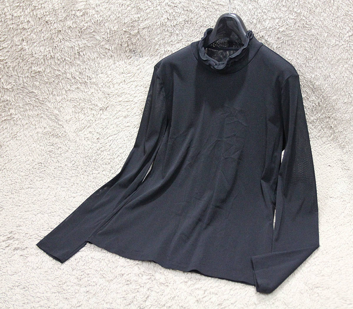 leilian レリアン　☆　黒　メッシュ2重　フリルカットソー　11