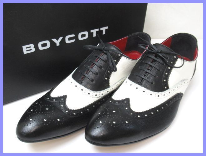 得価，定番 BOYCOTT/ボイコット ウィングチップシューズ メンズ27cm/ブラック&times;ホワイト/レザー/革靴/外箱 タグ付き＃10290114(その他)｜売買されたオークション情報、yahooの商品情報をアーカイブ公開 - その他