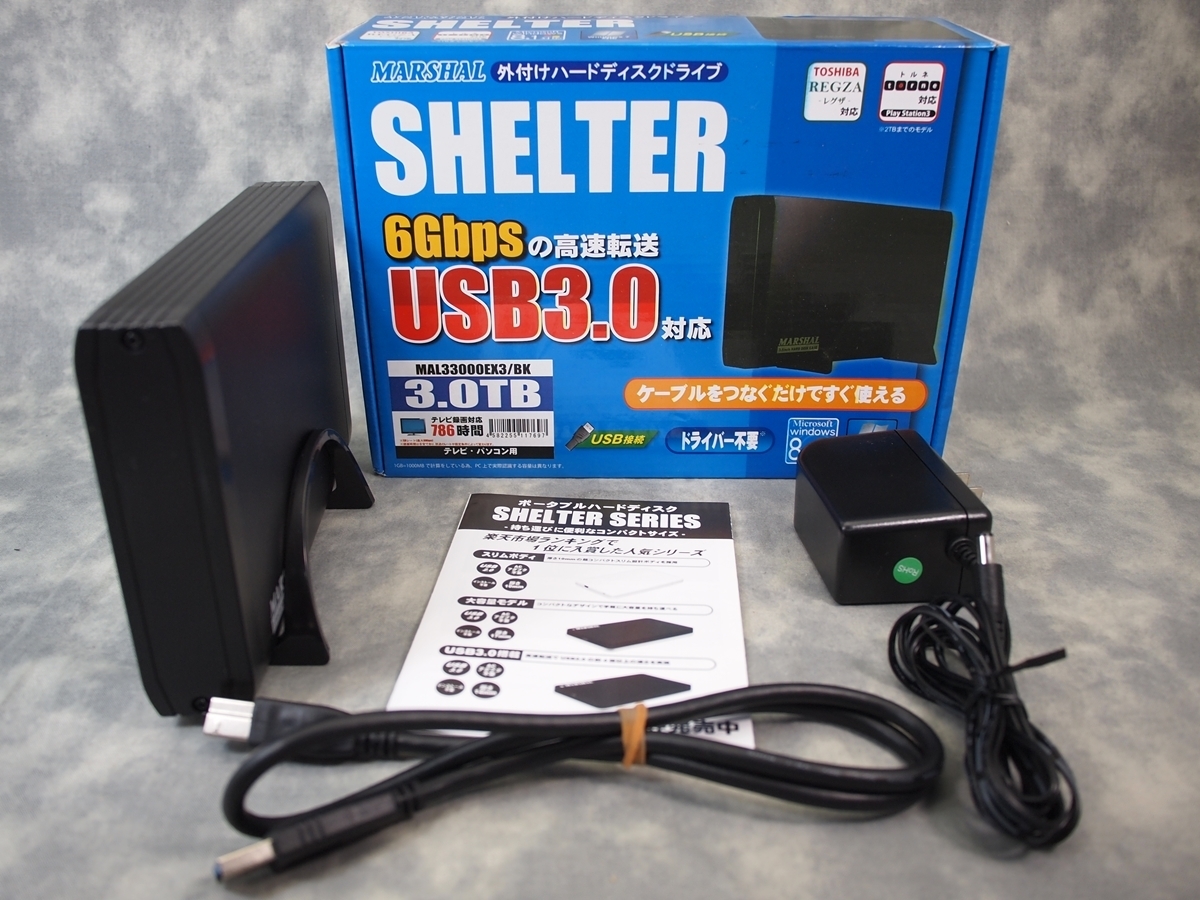 ★ふ10-512 マーシャル 外付けHDD MAL33000EX3/BK 3.0TB