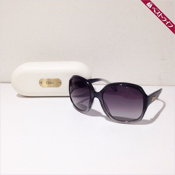 1円 本物 美品 クロエ サングラス オーバル ブラック系 ビッグフレーム【026】