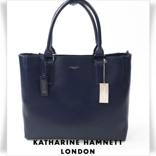 全国無料，爆買い 訳あり キャサリンハムネット KATHARINE HAMNETT LONDON 正規品本物 牛革 シュリンクレザー トートバッグ ビジネスバッグ 紺 6432(トートバッグ)｜売買されたオークション情報、yahooの商品情報をア トートバッグ