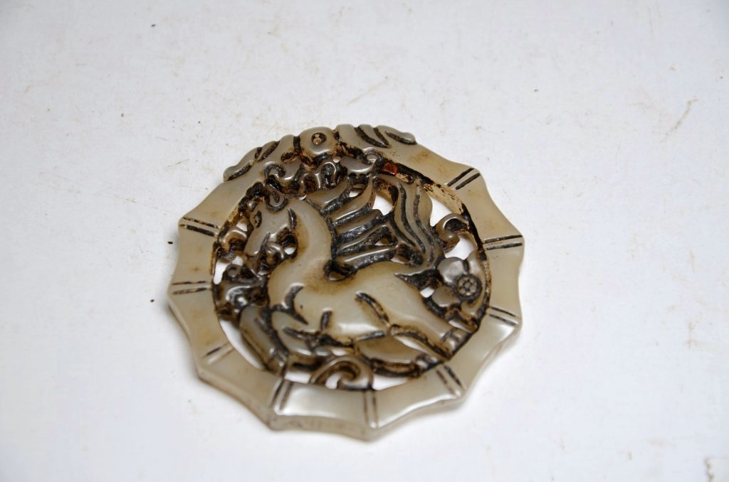 清時代天然石 新疆和田玉手彫り 古玩 美術品 お守り 収蔵 送料180円