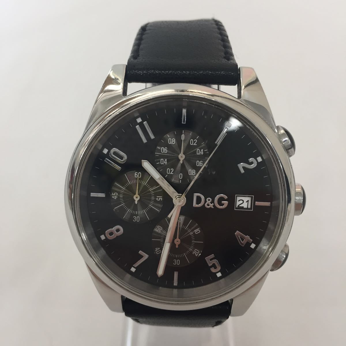 a)D&G TIME メンズ腕時計 ブラック クロノグラフ デイト ドルガバ 