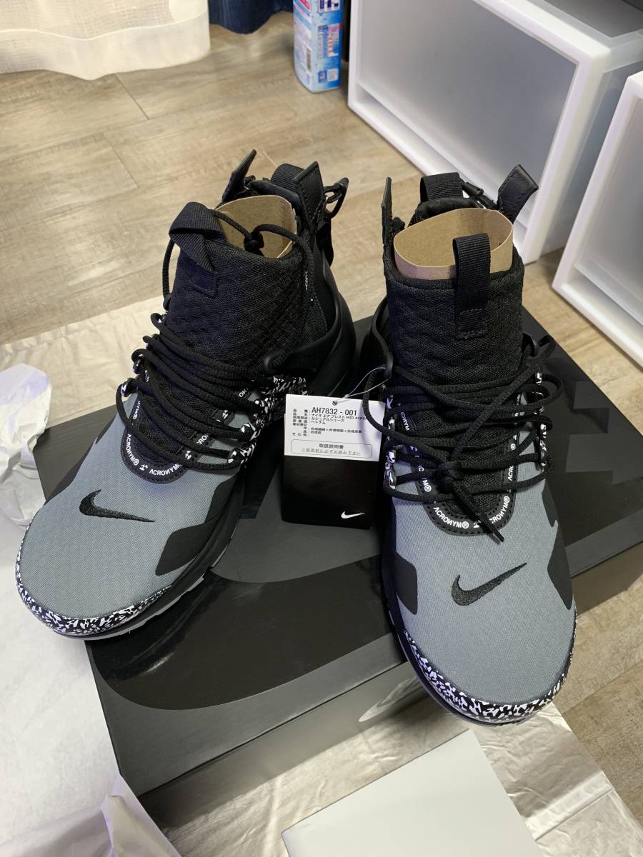 【大得価，最新作】 NIKE AIR PRESTO MID / ACRONYM プレスト アクロニウム AH7832-001 27cm 領収書付き bagjack acg(27.0cm)｜売買されたオークション情報、yahooの商品情報をアーカイブ公開 - オークファン 27.0cm