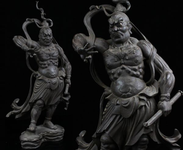 仏教美術 時代仏像 仁王像 高さ57cm 細密細工 金剛力士 廃寺買取[G93i