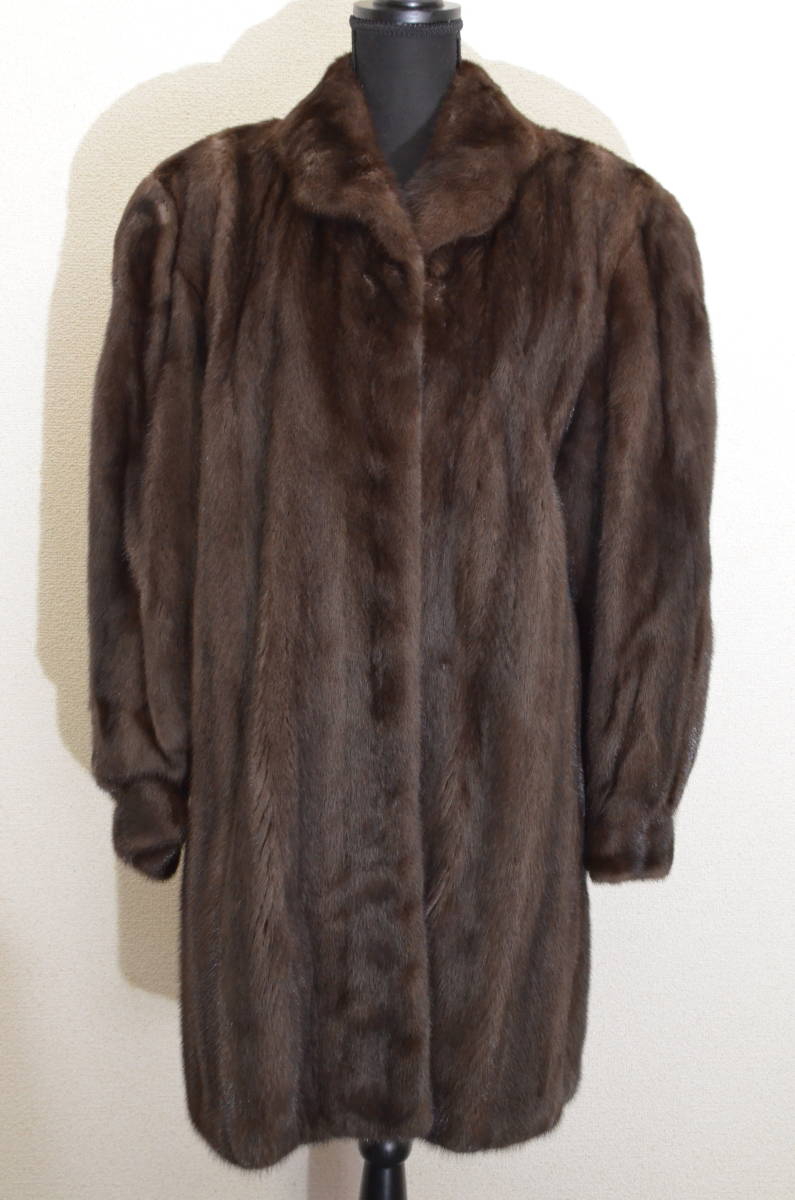★美品♪最高級ミンク☆FURDi ファルディ AURORA MINK ミンク 毛皮 ファー ロング コート 茶 Fサイズ 着丈約90cm★