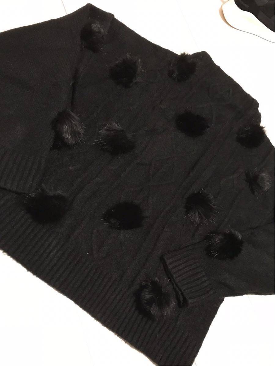 人気SALE，100%新品 セレクトショップ購入12000円 ポンポンファー付きニット ブラック フリー(Mサイズ)｜売買されたオークション情報、yahooの商品情報をアーカイブ公開 - オークファン Mサイズ