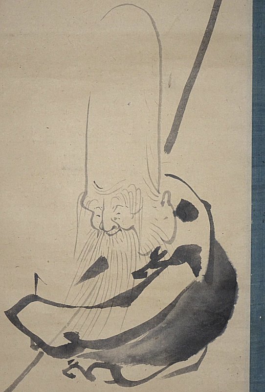 掛け軸】 白隠慧鶴 「壽老人」 真筆保証 状態良好 禅画の祖 500年に