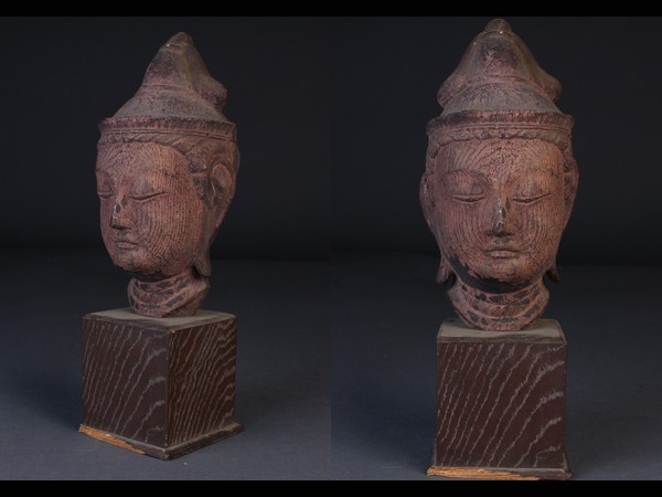 仏教美術 仏頭 樹脂製 オブジェ 台座付 xy05 仏教美術仏頭樹脂製