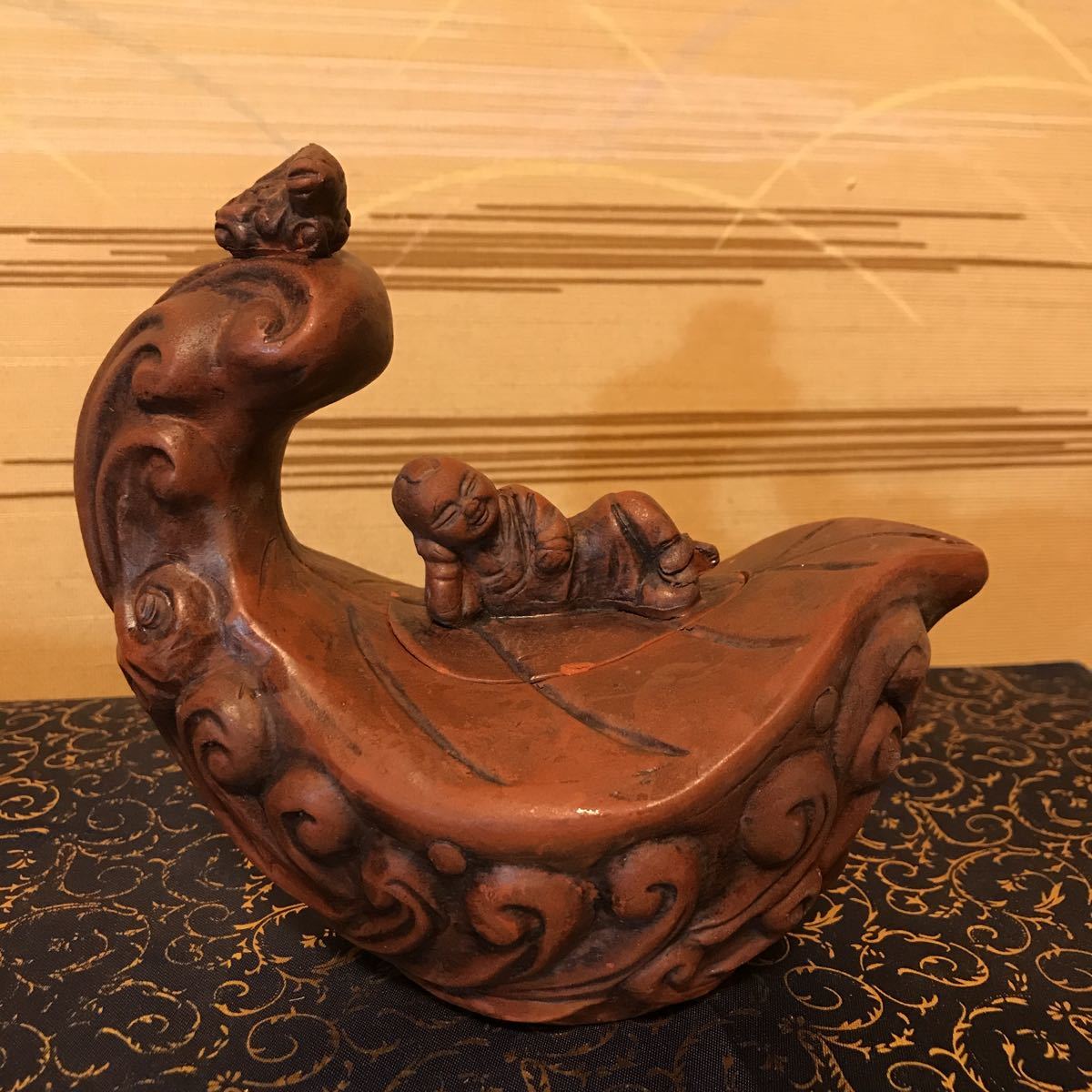 仁『 作者：陳鳴遠 紫砂壺 段泥 茶壺 古紫砂 収蔵品 品名竹影清風朱泥