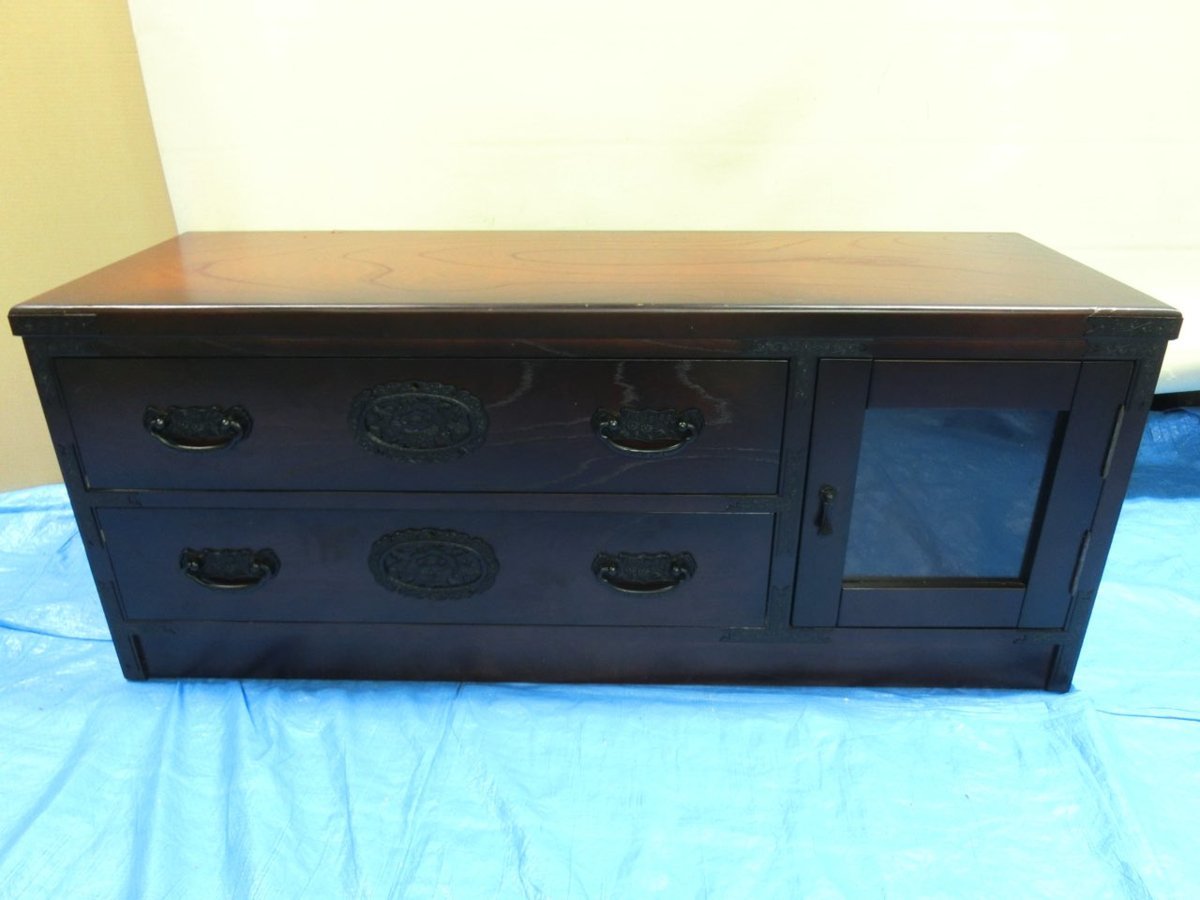 B-6895】昭和レトロ 和箪笥 テレビ台 チェスト 片開き 2段 葛飾区直接