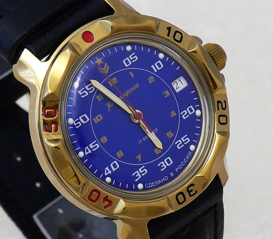 ☆新品+激安☆ ボストーク VOSTOK KOMANDIRSKIE 青文字盤金縁 
