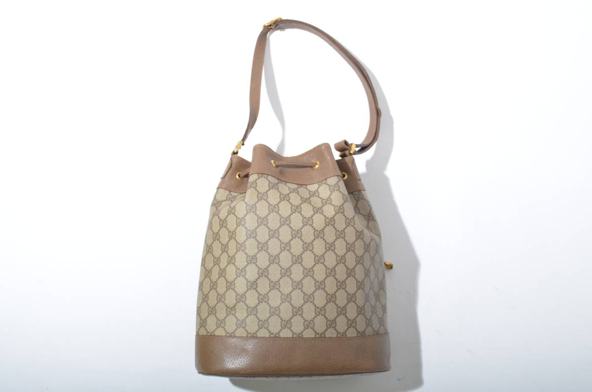 GUCCI】グッチ シェリーライン 巾着 ショルダーバッグ ブラウン系 